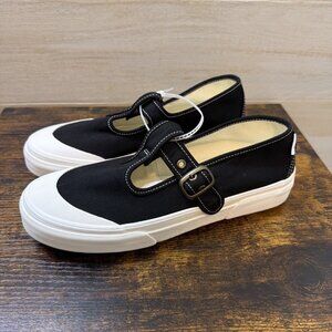 Vans Style 93 Mary Jane Women 9.5, Mens 8, Black White Canvas Buckle Shoes